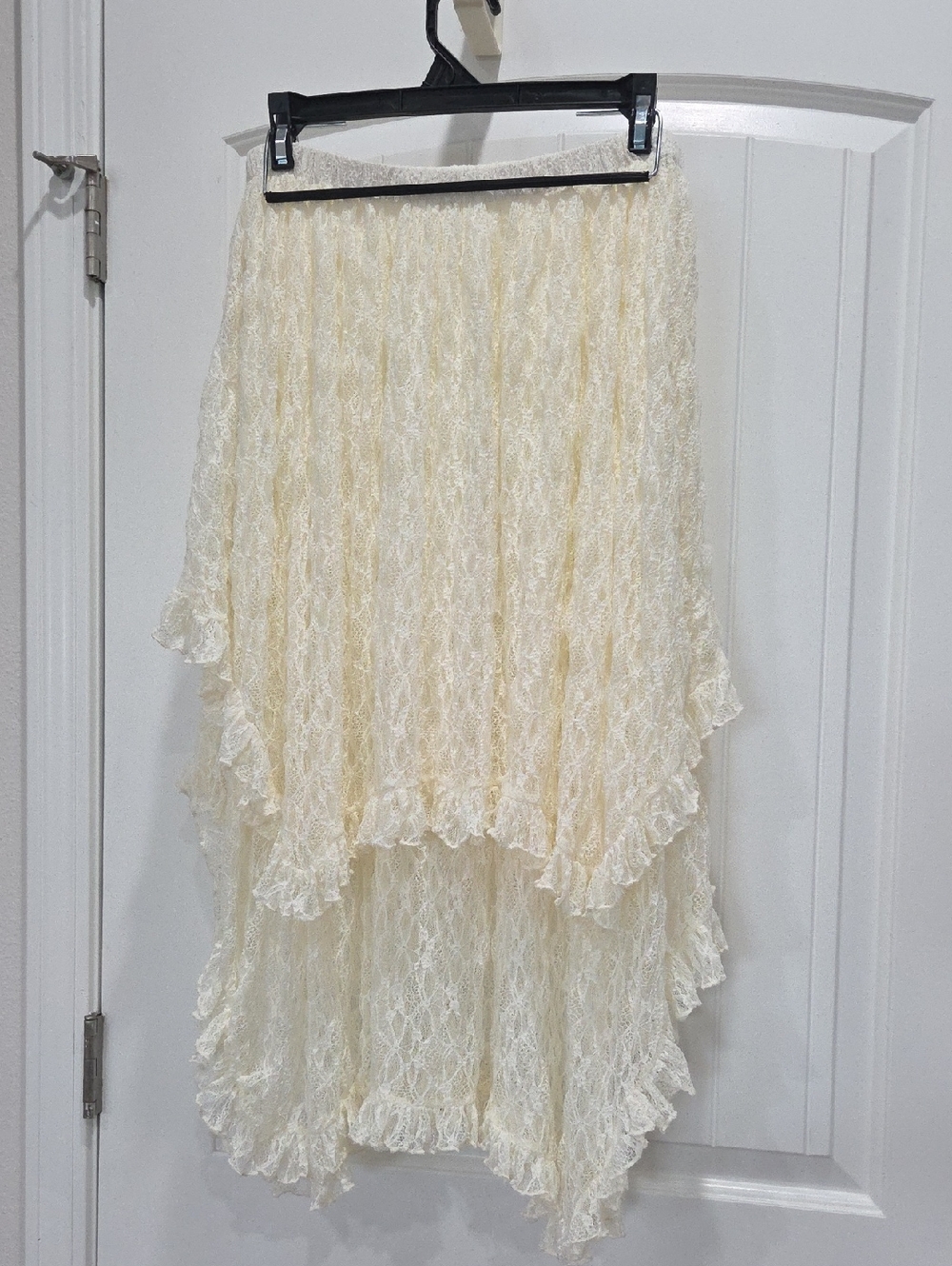 Rareraw Failrycore Asymmetrical Lace Skirt In Cream, Medium - Picture 4 of 5